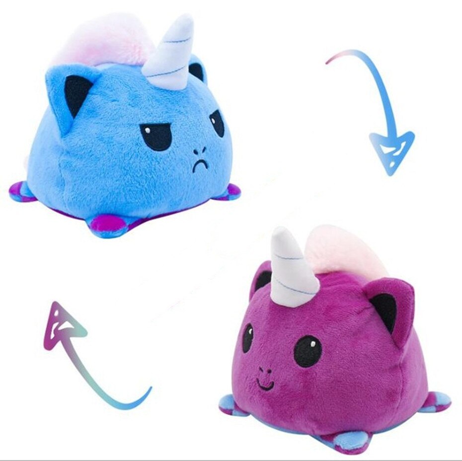 Purple Unicorn Reversible Plushie Emotion Double-Sided Toy
