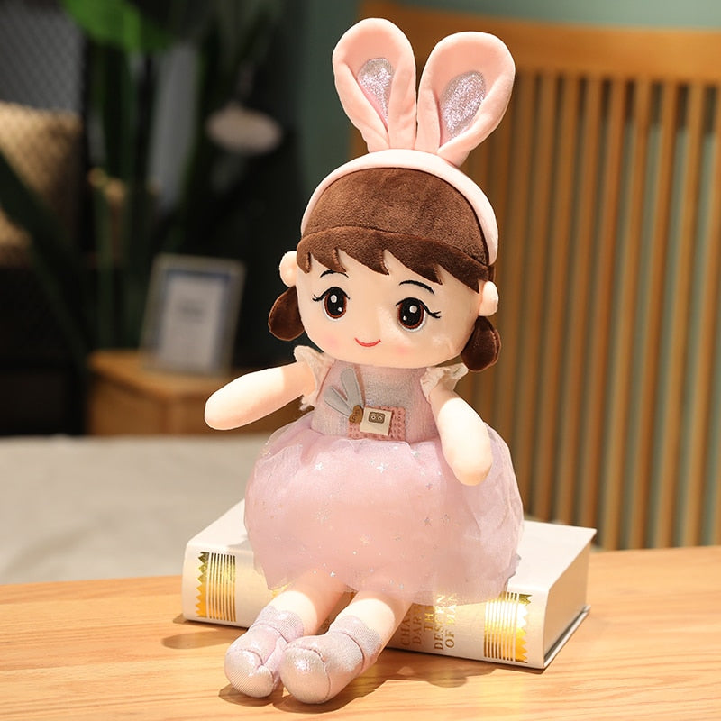 Kawaii Plush Girl Dolls with Rabbit Ears 45cm