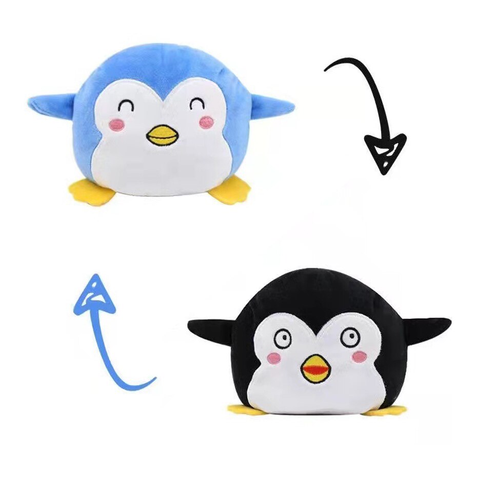 Penguin Reversible Plushie Emotion Double-Sided Flip Toy