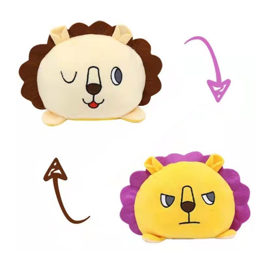 Lion Reversible Plushie Emotion Double-Sided Flip Toy