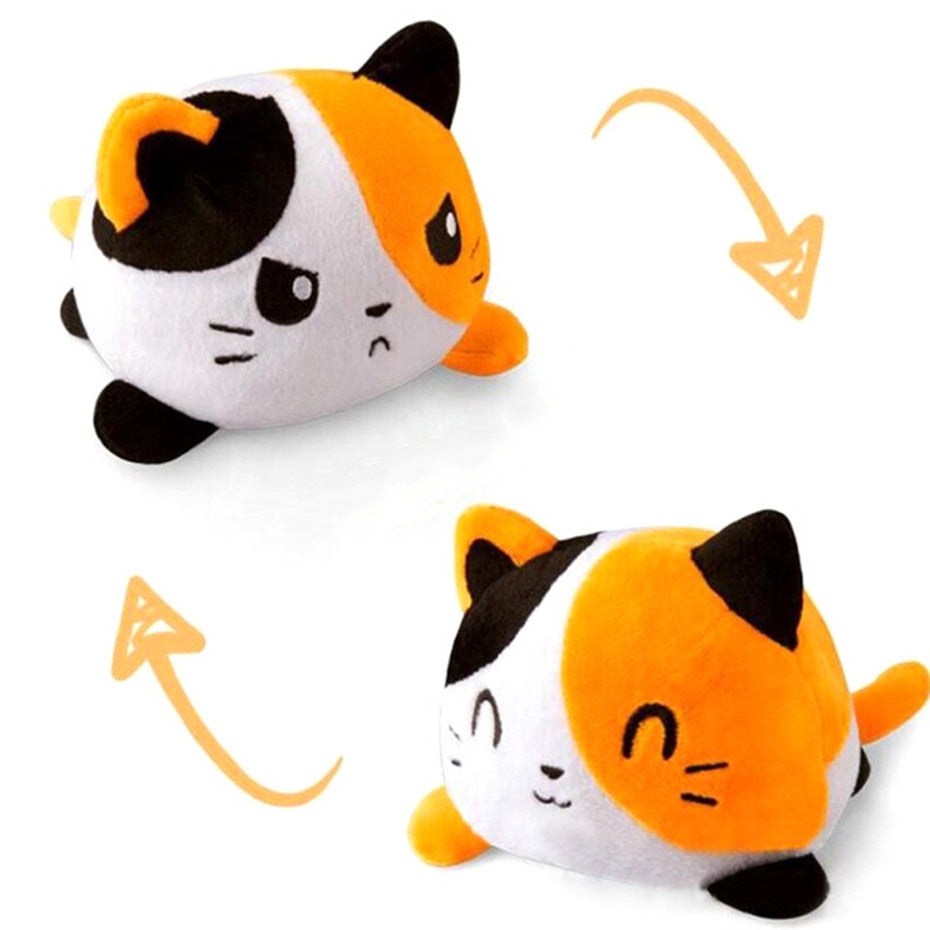 Juguete reversible de doble cara con forma de gato Plushie Emotion