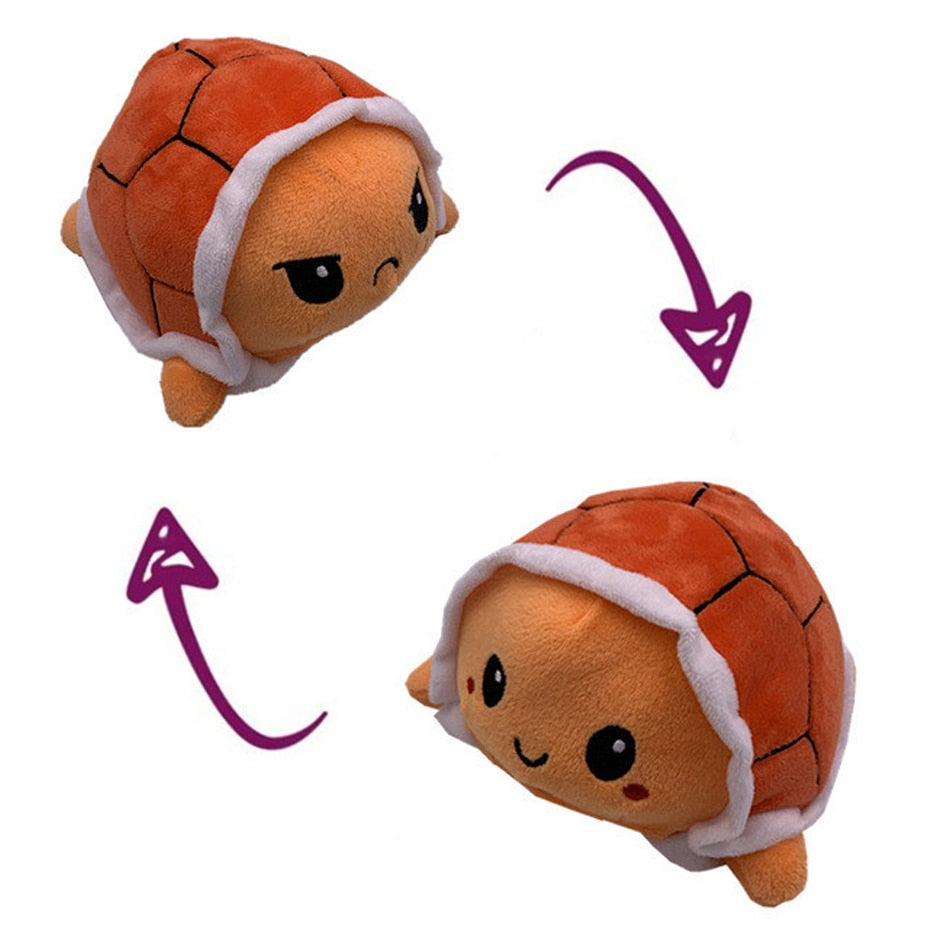 Orange Turtle Reversible Plushie Emotion Flip Toy
