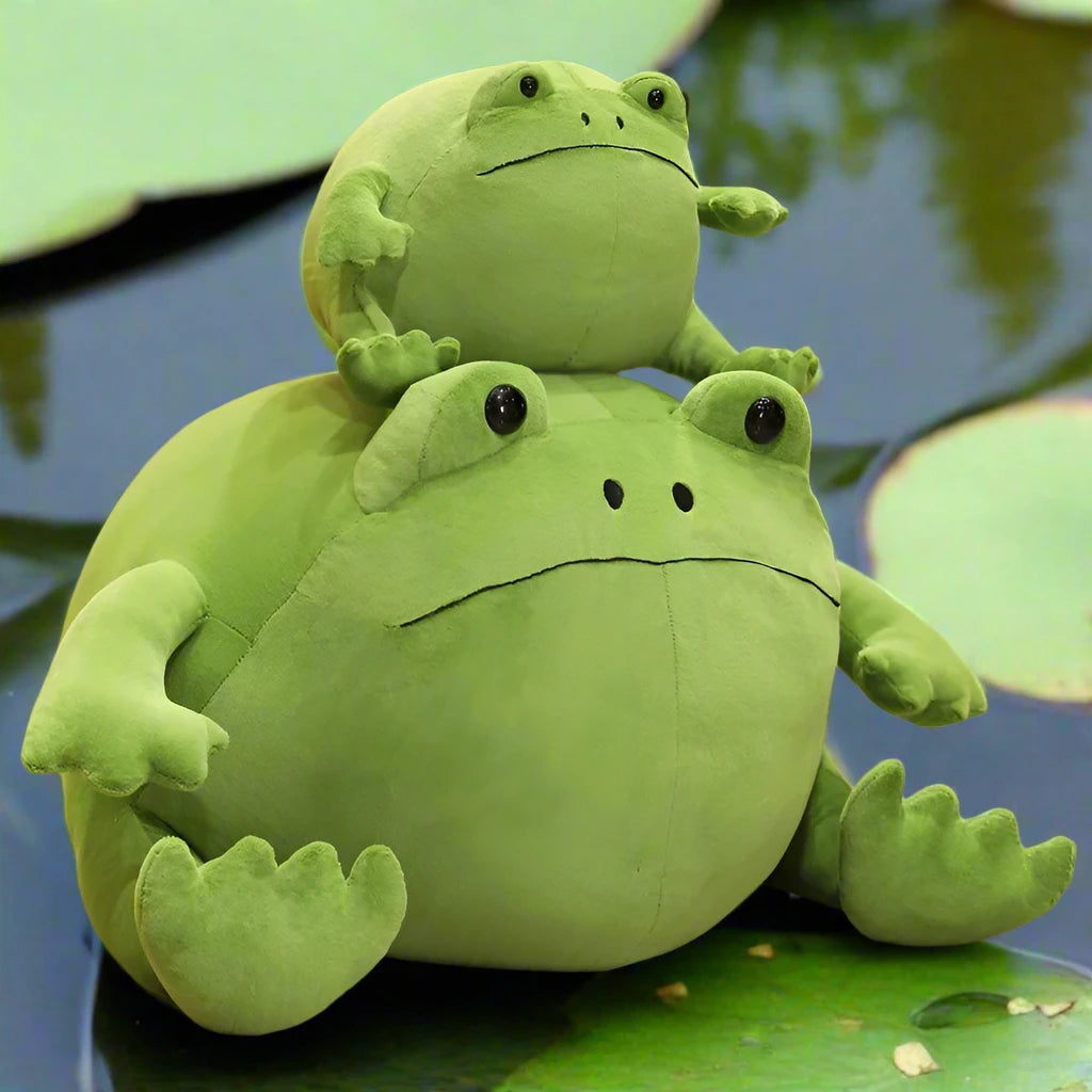 Grumpy Big Green Frog Plush Toy