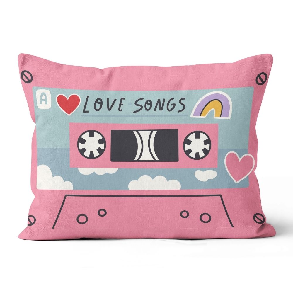 Love Songs 90s Cassette Tape Plush Home Decor Cushion