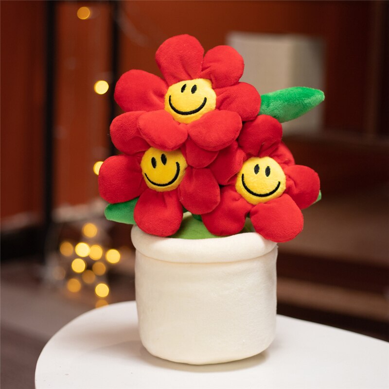 Flower Pot Smiley Face Plush Toy Teddy