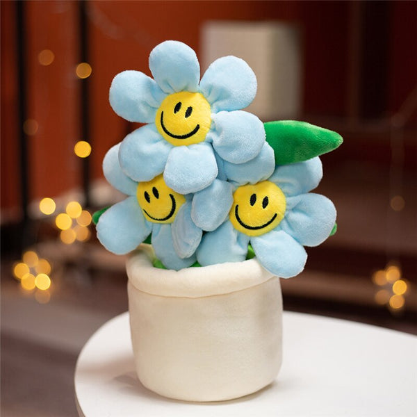 Flower Pot Smiley Face Plush Toy Teddy