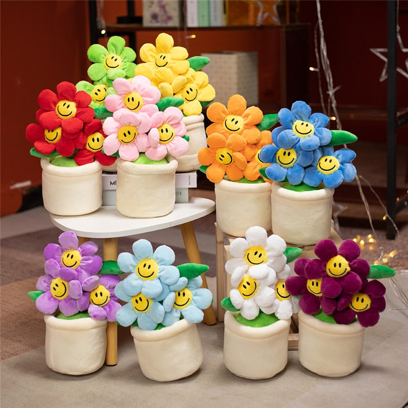 Flower Pot Smiley Face Plush Toy Teddy