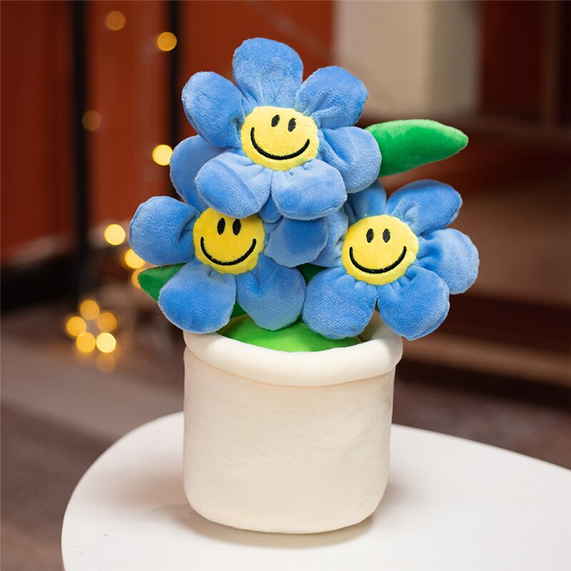 Flower Pot Smiley Face Plush Toy Teddy