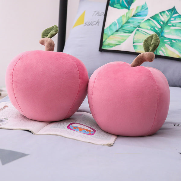 Giant Pink Apple Plushie Stuffed Pillow Toy